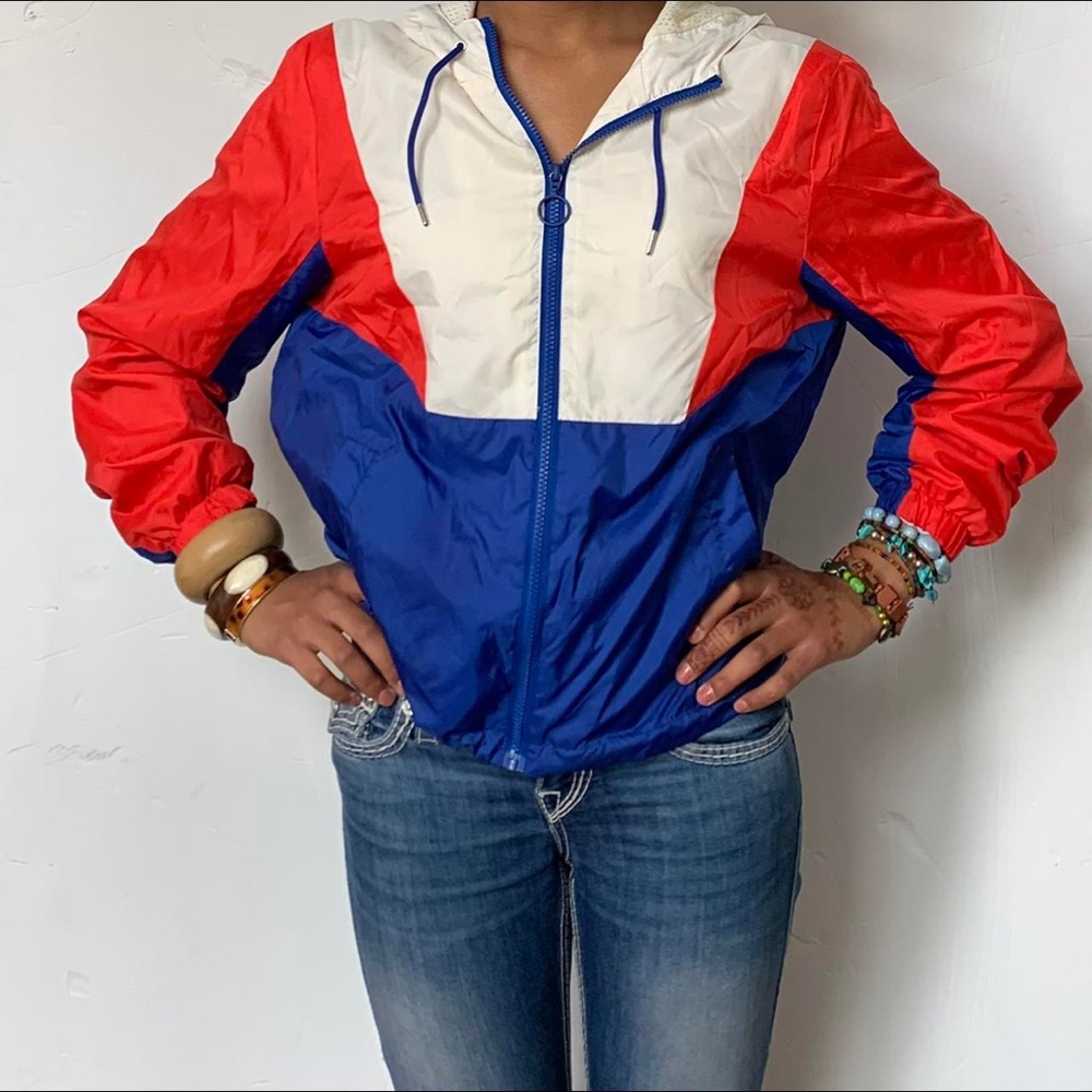 H&M Retro ColorBlock Windbreaker Jacket Size XS Retro 90’s Sporty Athleisure